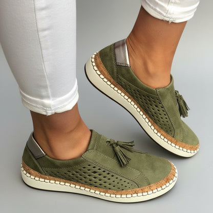 Ortopediska slip-on sneakers dam i textil med dämpad såla