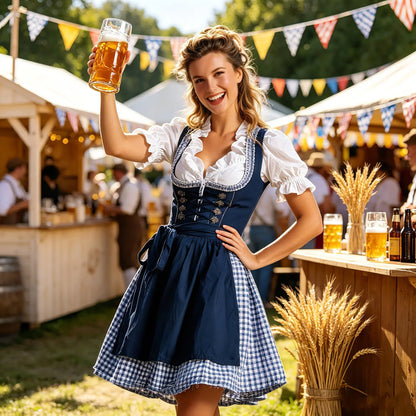 Tredelat Oktoberfest-set dam, marinblå