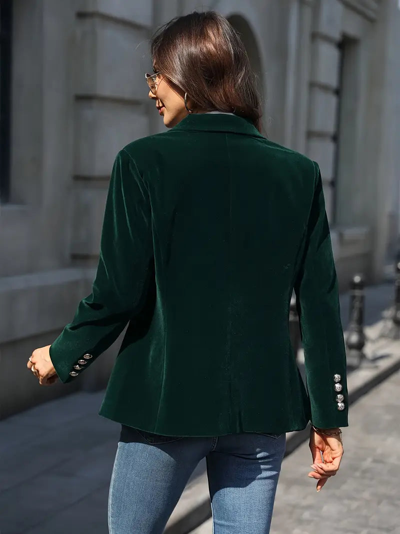 Skräddarsydd blazer dam i polyester – klassisk kavaj med revers och en knapp