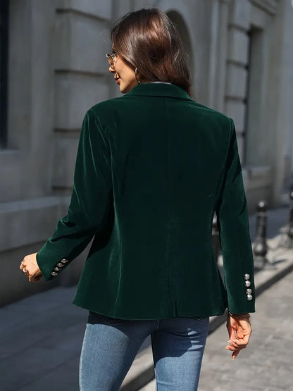 Skräddarsydd blazer dam i polyester – klassisk kavaj med revers och en knapp