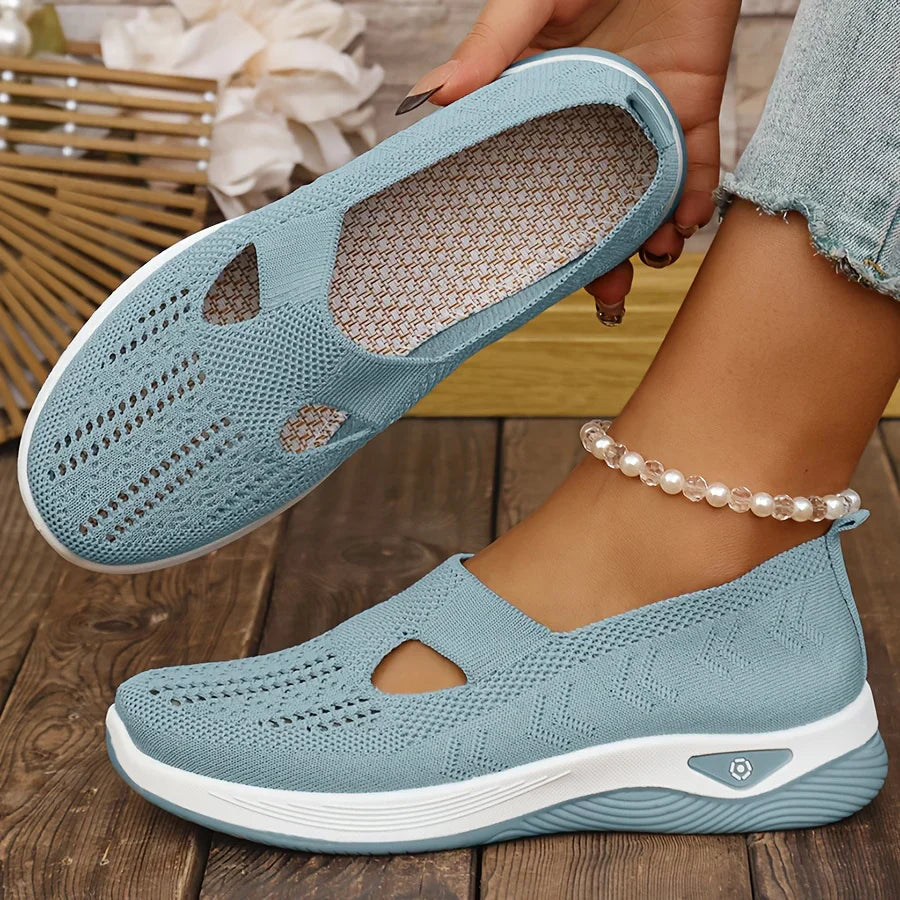 Ortopediska slip-on skor dam i textil – bekväm passform med dämpad innersula