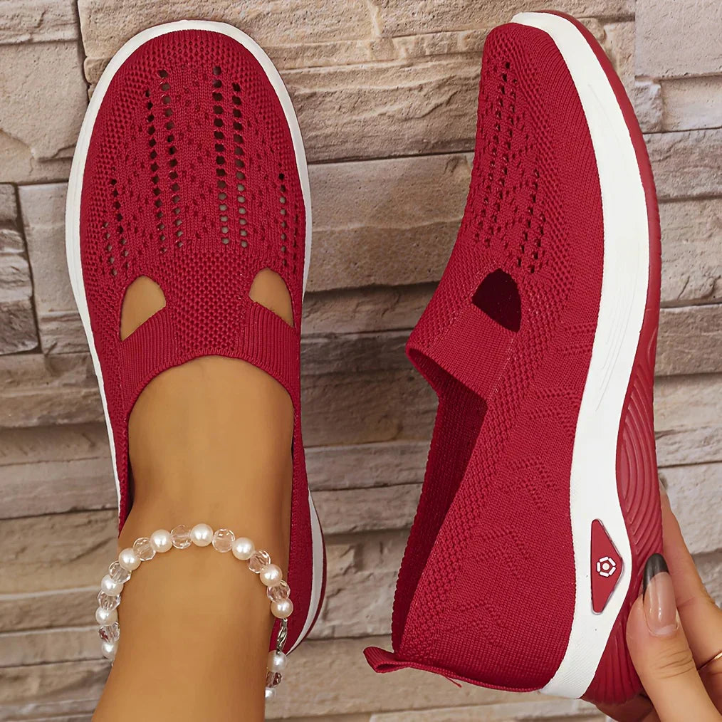Ortopediska slip-on skor dam i textil – bekväm passform med dämpad innersula