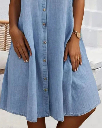 Lättviktsklänning dam i denim-look