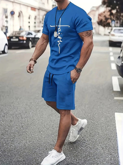 Sommarset herr i bomull med t-shirt och shorts