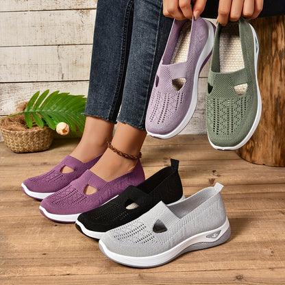 Ortopediska slip-on skor dam i textil – bekväm passform med dämpad innersula