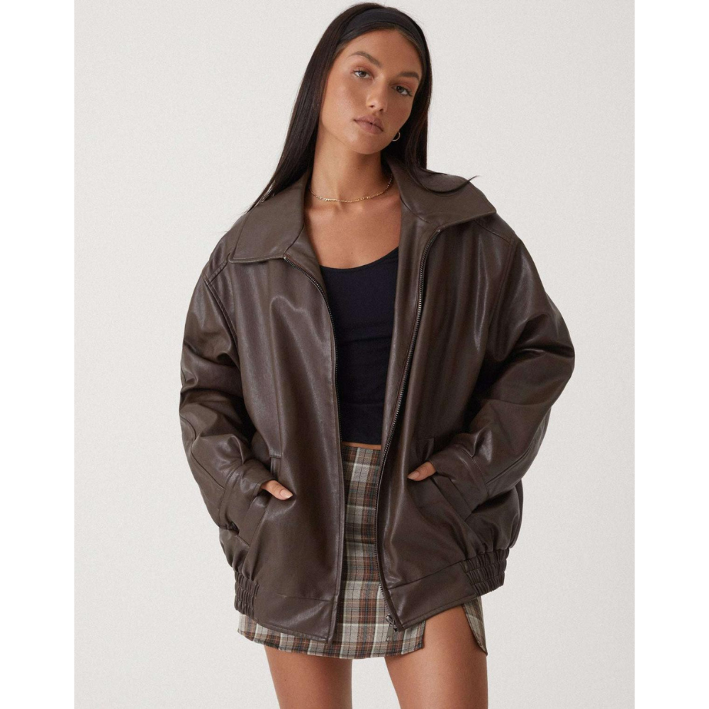 Oversized läderimitationsjacka — modern jacka i PU-läder