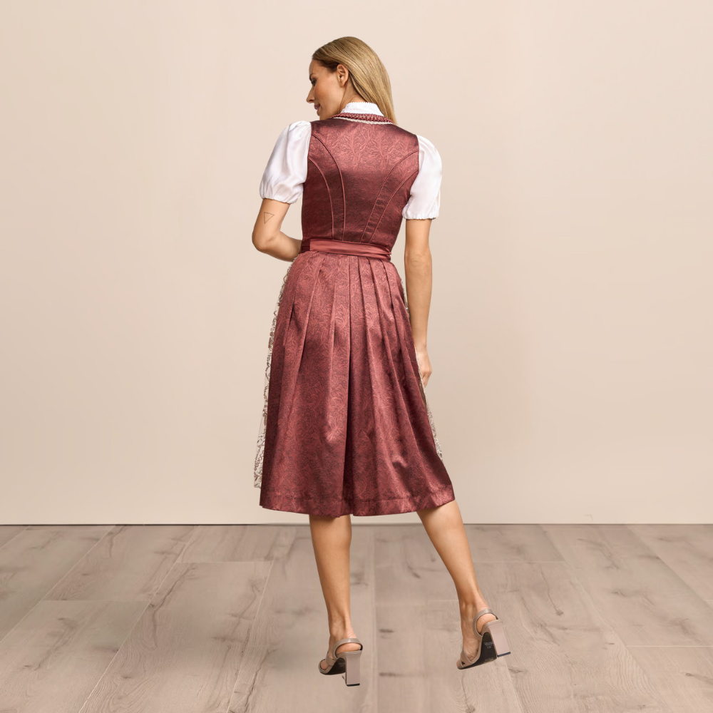Röd dirndl dam i bomullsmix