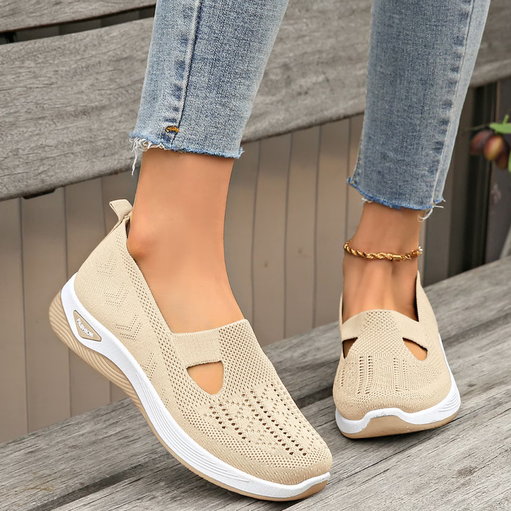 Slip-on skor dam, ortopediska — textil med dämpad innersula