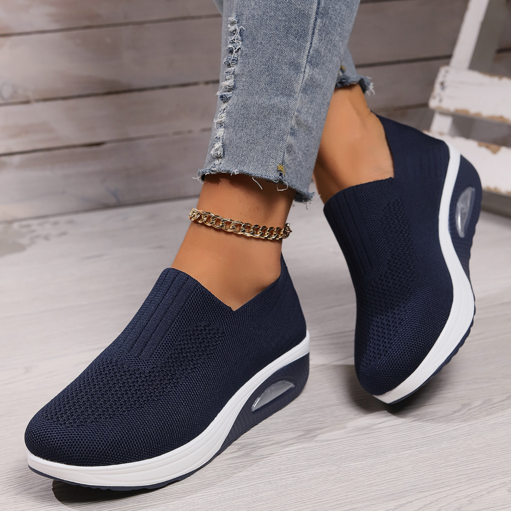Slip-on skor dam, ortopediska — textil med dämpande såla