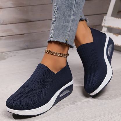 Slip-on skor dam, ortopediska — textil med dämpande såla
