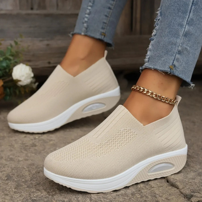 Slip-on skor dam, ortopediska — textil med dämpande såla