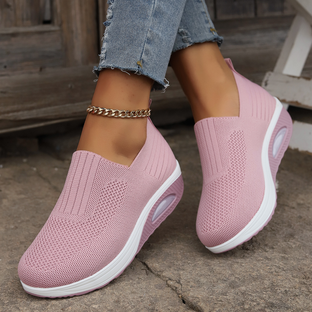 Slip-on skor dam, ortopediska — textil med dämpande såla