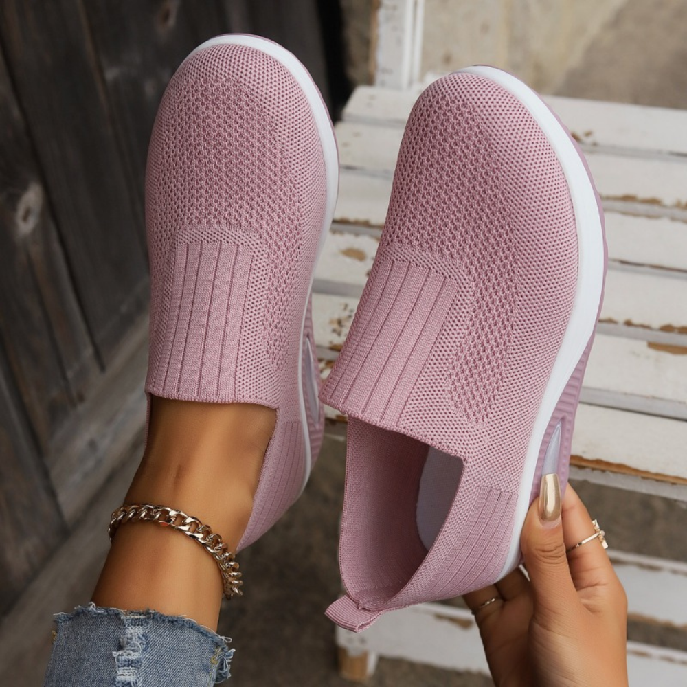 Slip-on skor dam, ortopediska — textil med dämpande såla