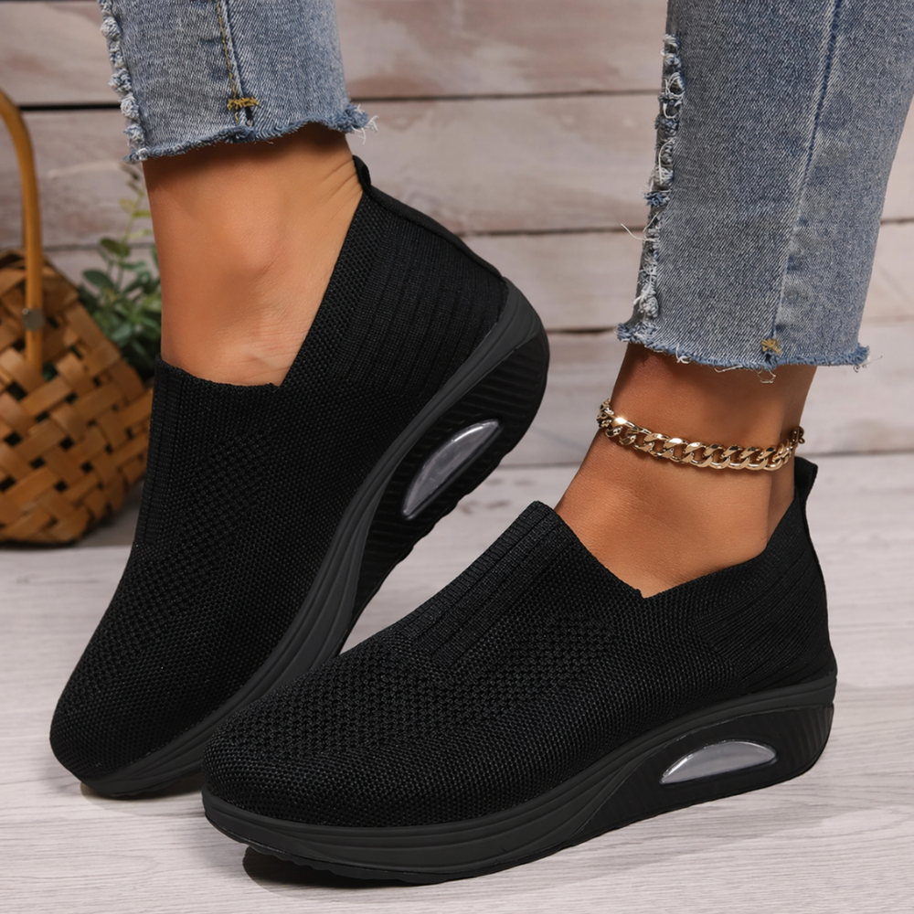 Slip-on skor dam, ortopediska — textil med dämpande såla
