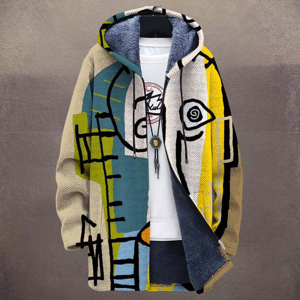 Konstinspirerad hoodie dam — ledig huvtröja med färgstarkt tryck