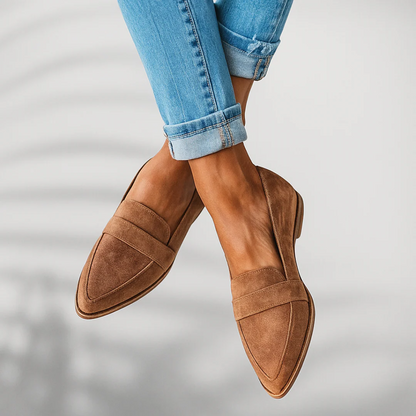 Eleganta textilloafers dam med rena linjer