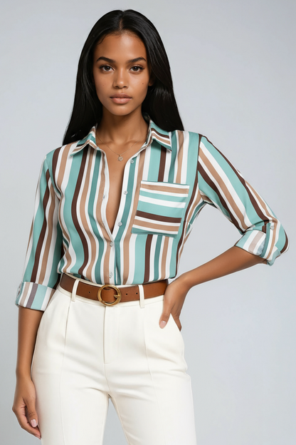 Mönsterblus dam med mönstertryck – chic dami blus