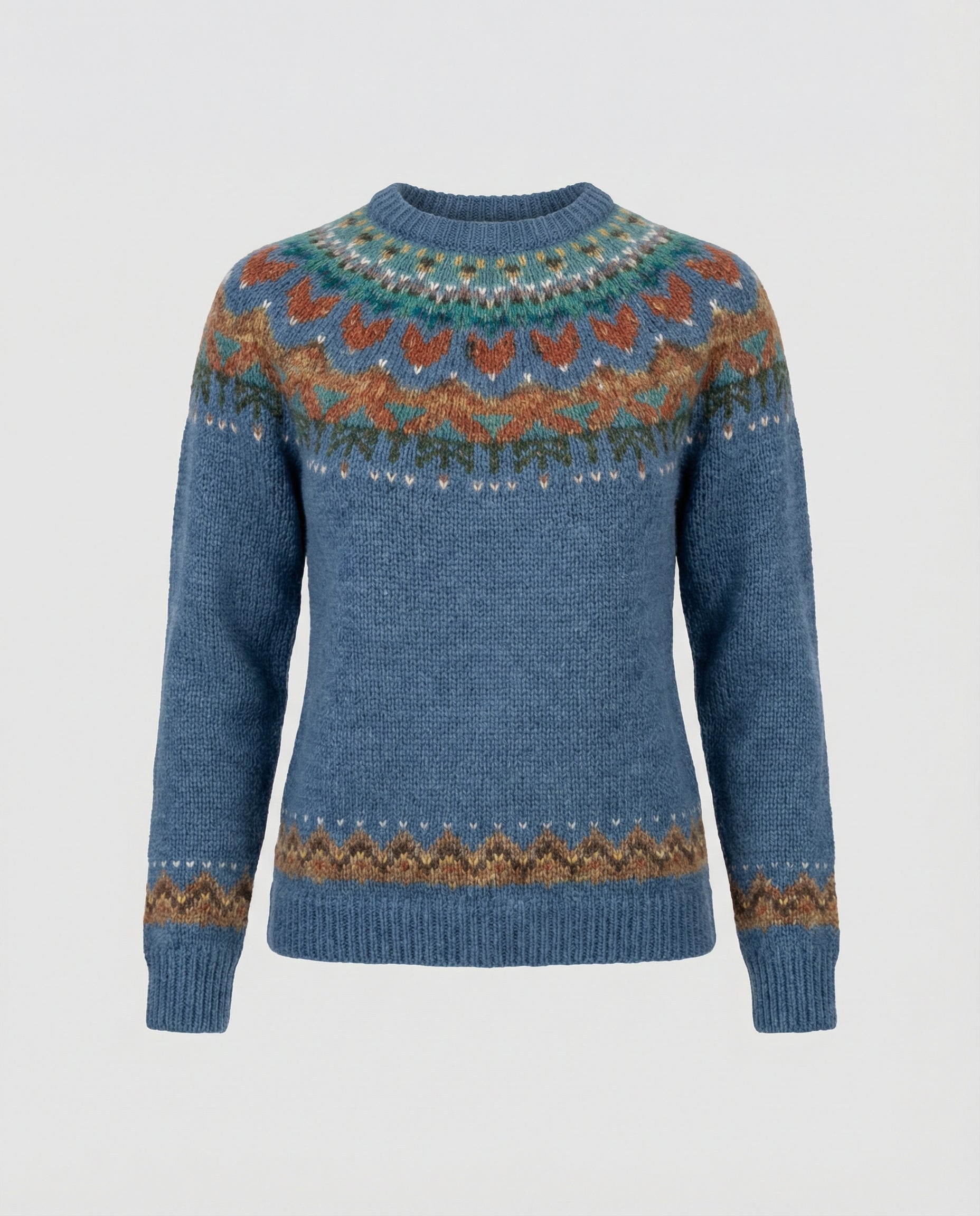 Vintage stickad tröja dam med islandsmönster