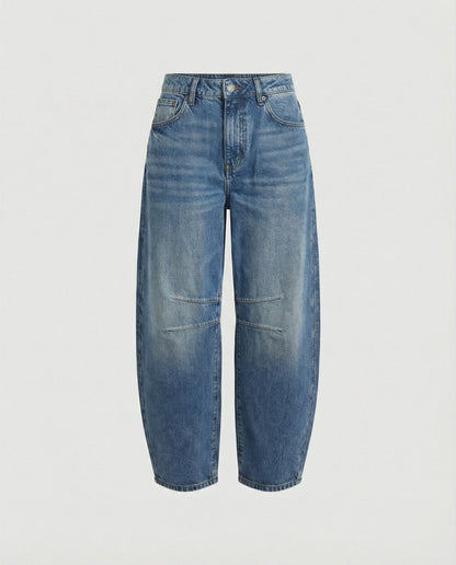 Mid-rise barrel-jeans dam