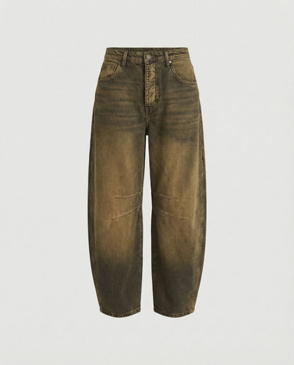 Mid-rise barrel-jeans dam