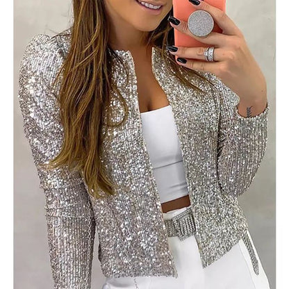Kavaj dam i metallic, silver