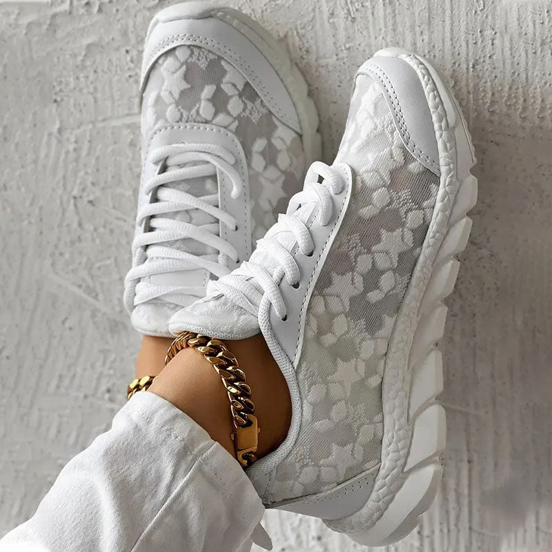Vita komfortsneakers dam för träning