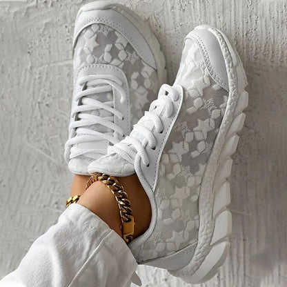 Vita komfortsneakers dam för träning
