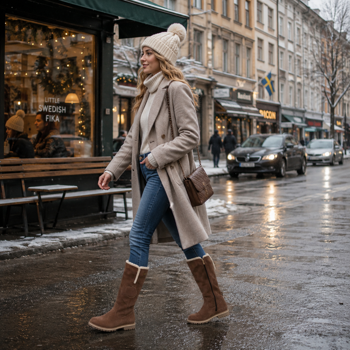 Vinterboots dam, textil — varma och stilrena med halkfri såla