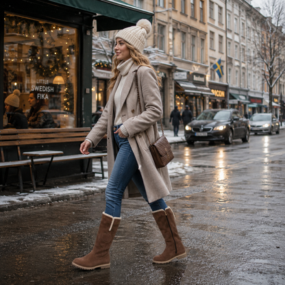 Vinterboots dam, textil — varma och stilrena med halkfri såla